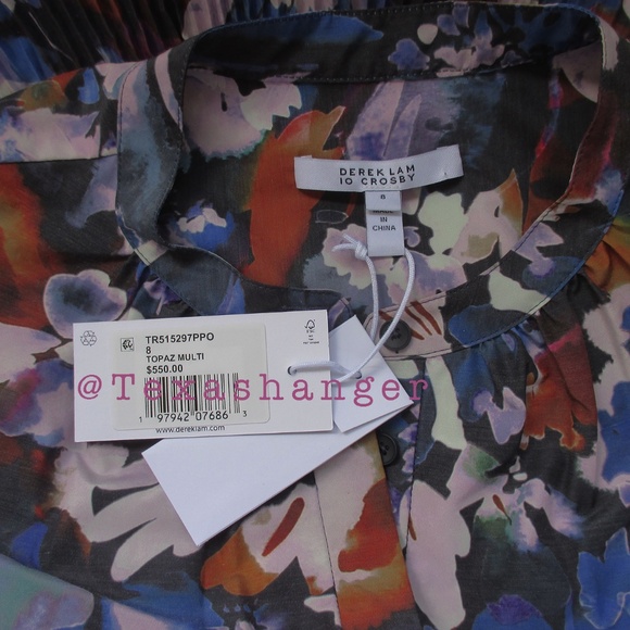 NWT Derek Lam Alexandra Floral Puff-Sleeve Midi Shirtdress Size 8 - Picture 15 of 15